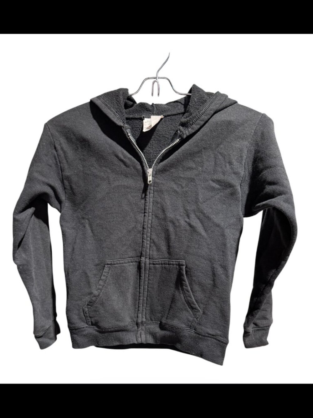 Hanes Black Zipper Jacket Hoodie Long Sleeve Sweater Youth Medium